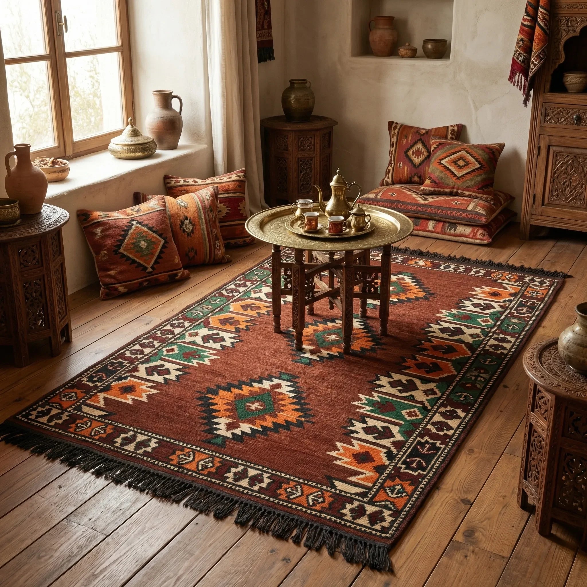 Alfombra Árabe Kilim – Diseño Geométrico Oriental