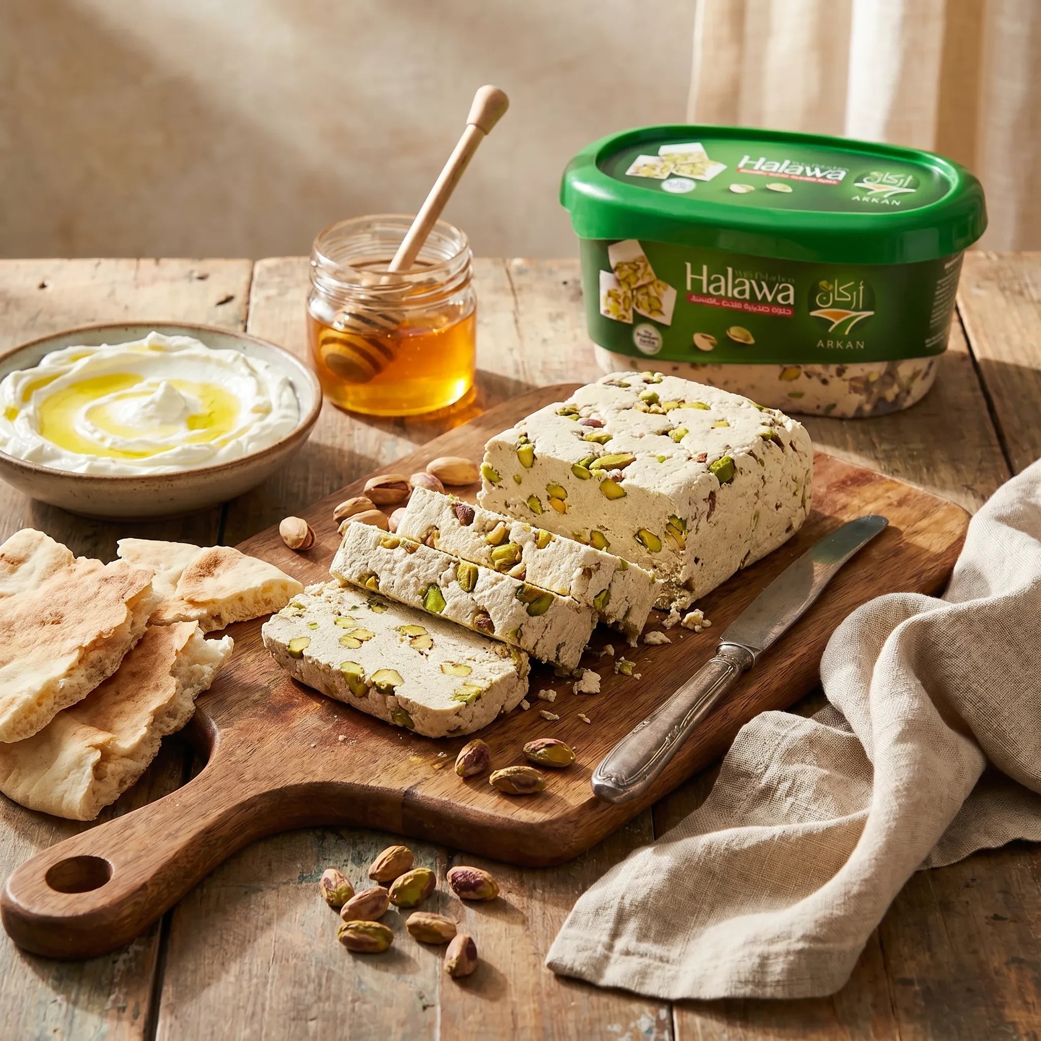 Halawa de Sésamo con Pistachos Arkan — Dulce Árabe Importado