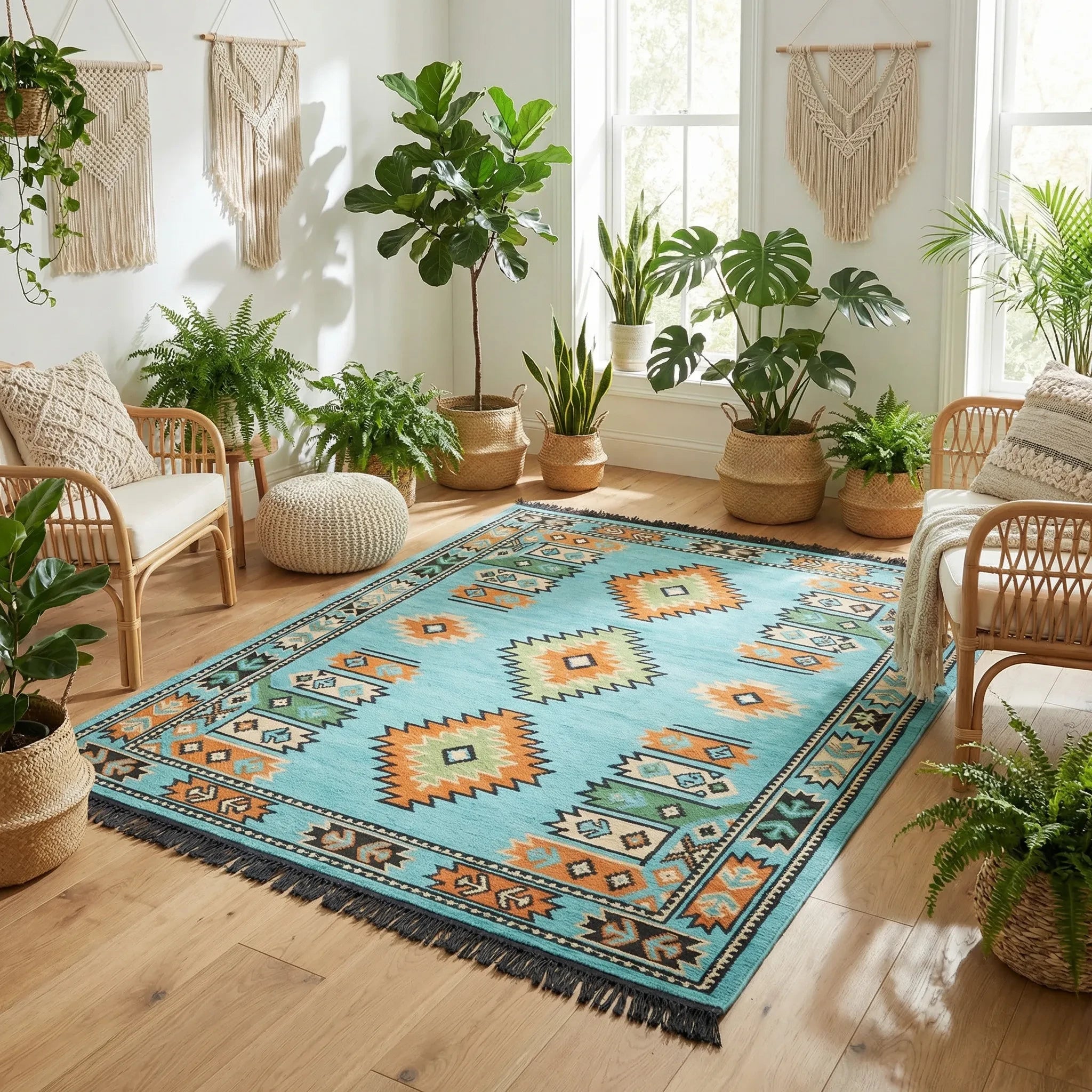 Alfombra Árabe Kilim – Diseño Geométrico Oriental