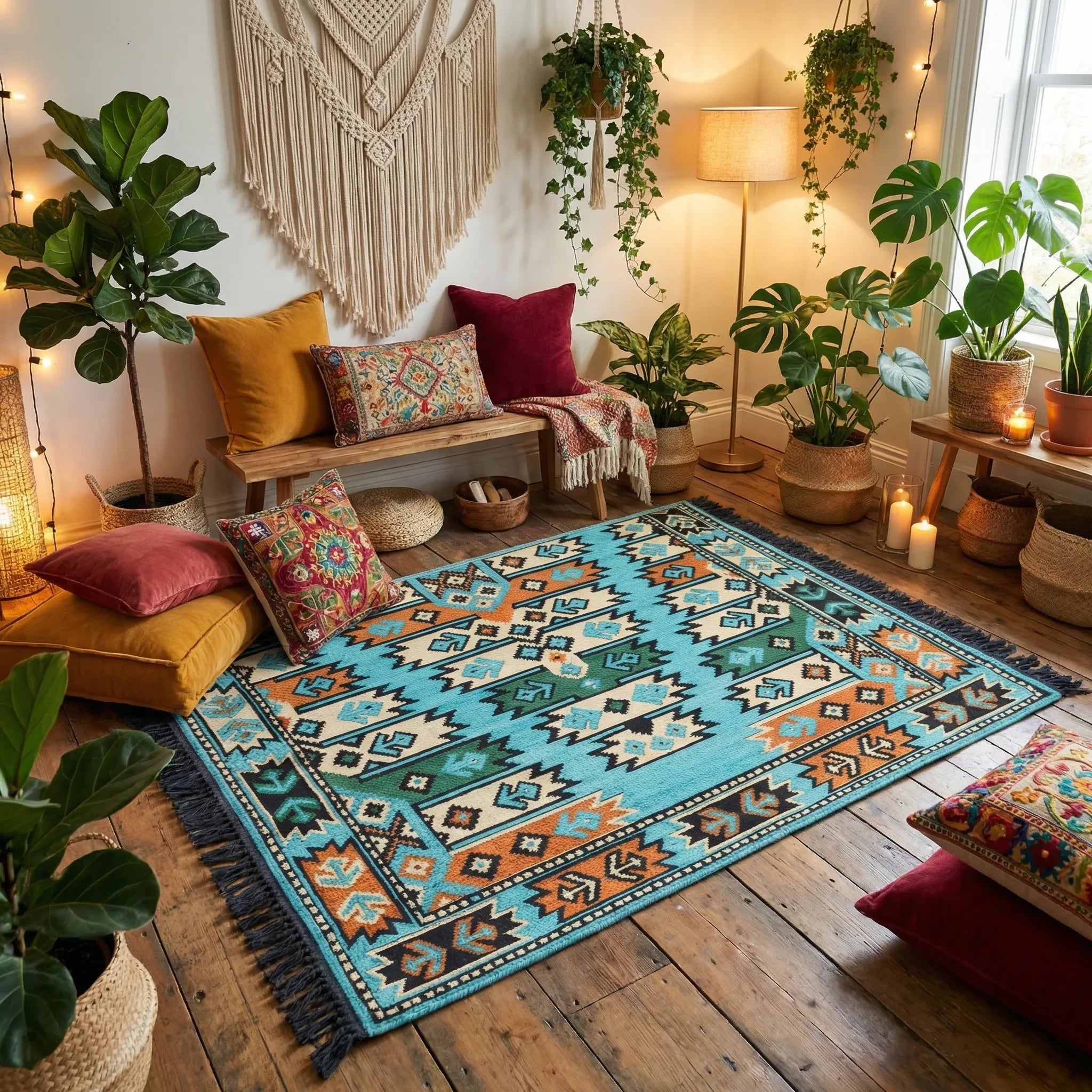 Alfombra Árabe Kilim – Diseño Geométrico Oriental