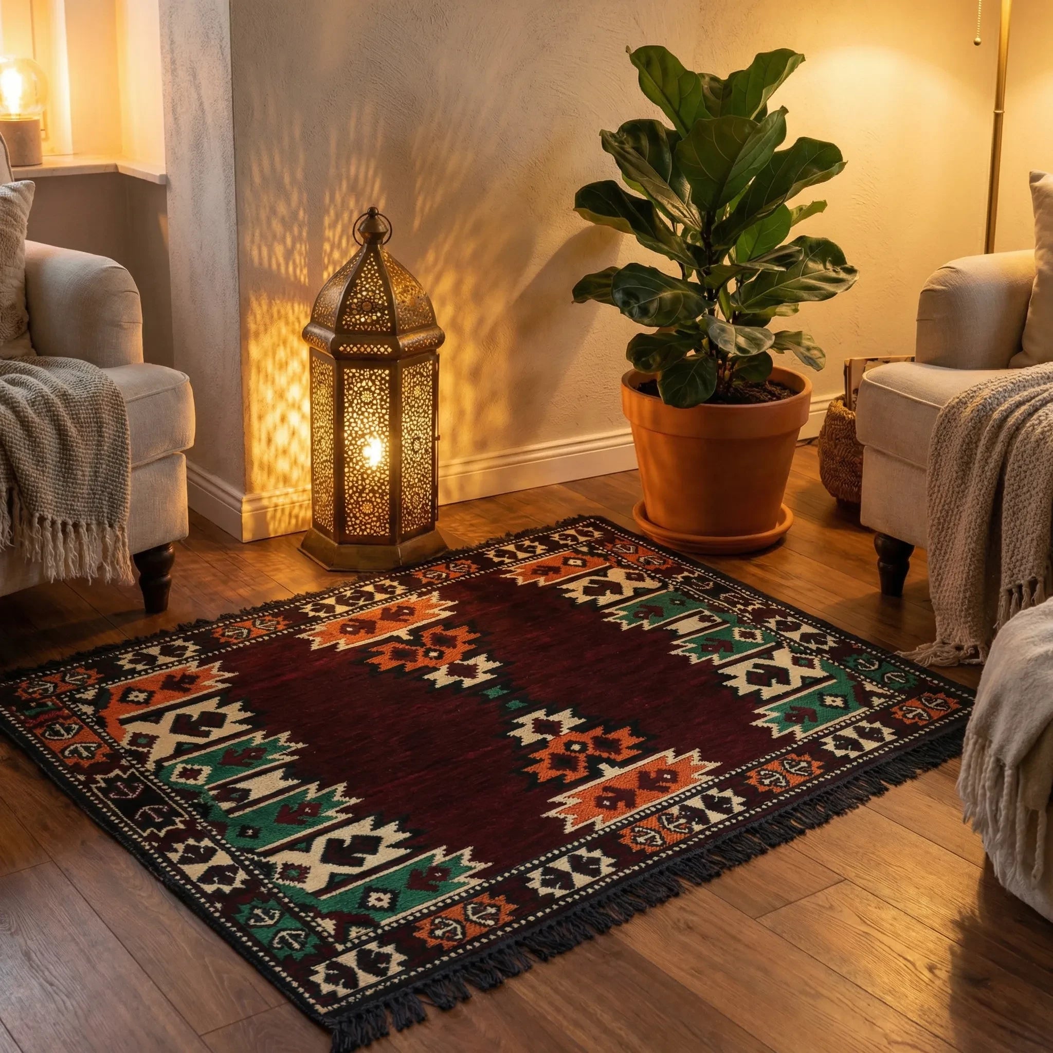Alfombra Árabe Kilim – Diseño Geométrico Oriental