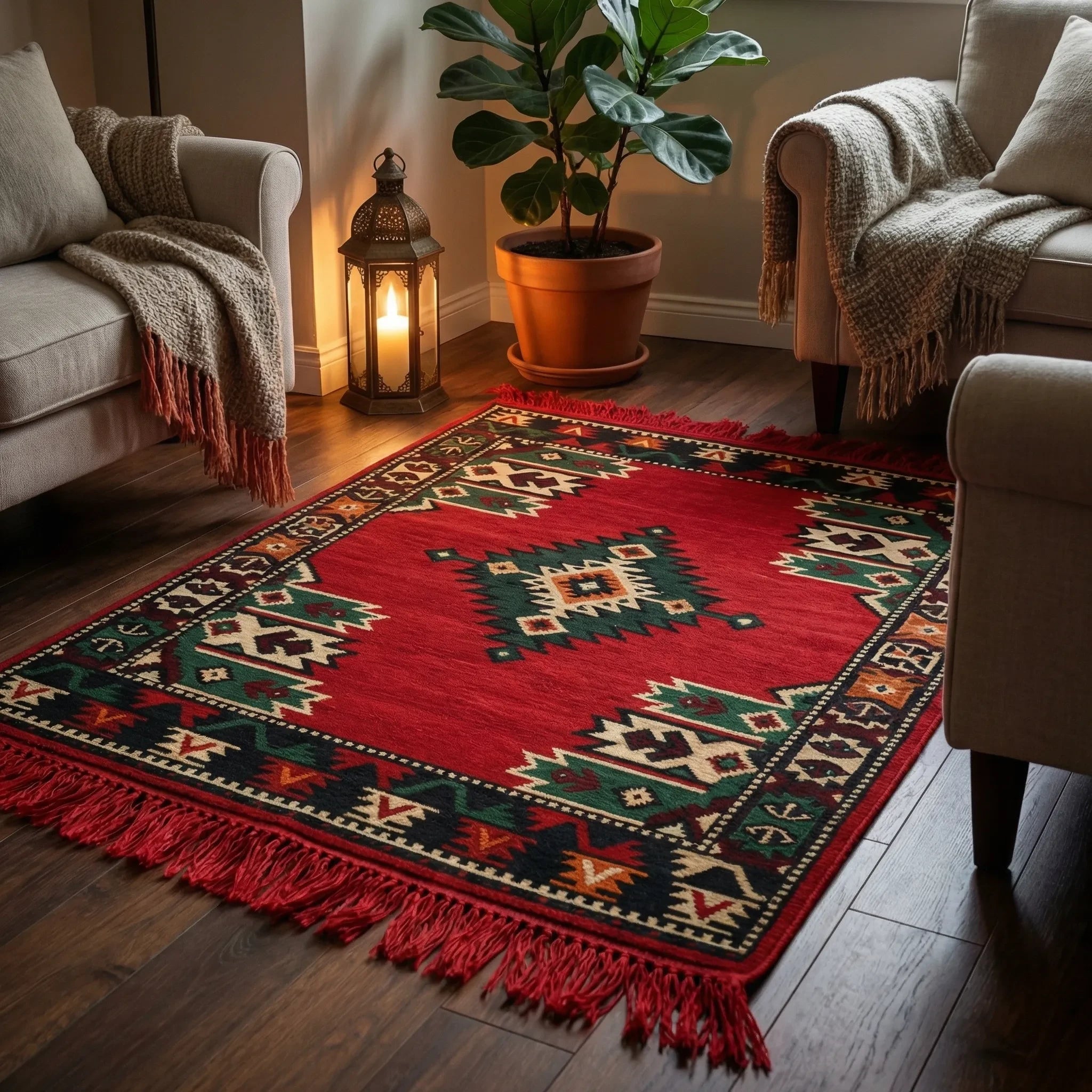 Alfombra Árabe Kilim – Diseño Geométrico Oriental