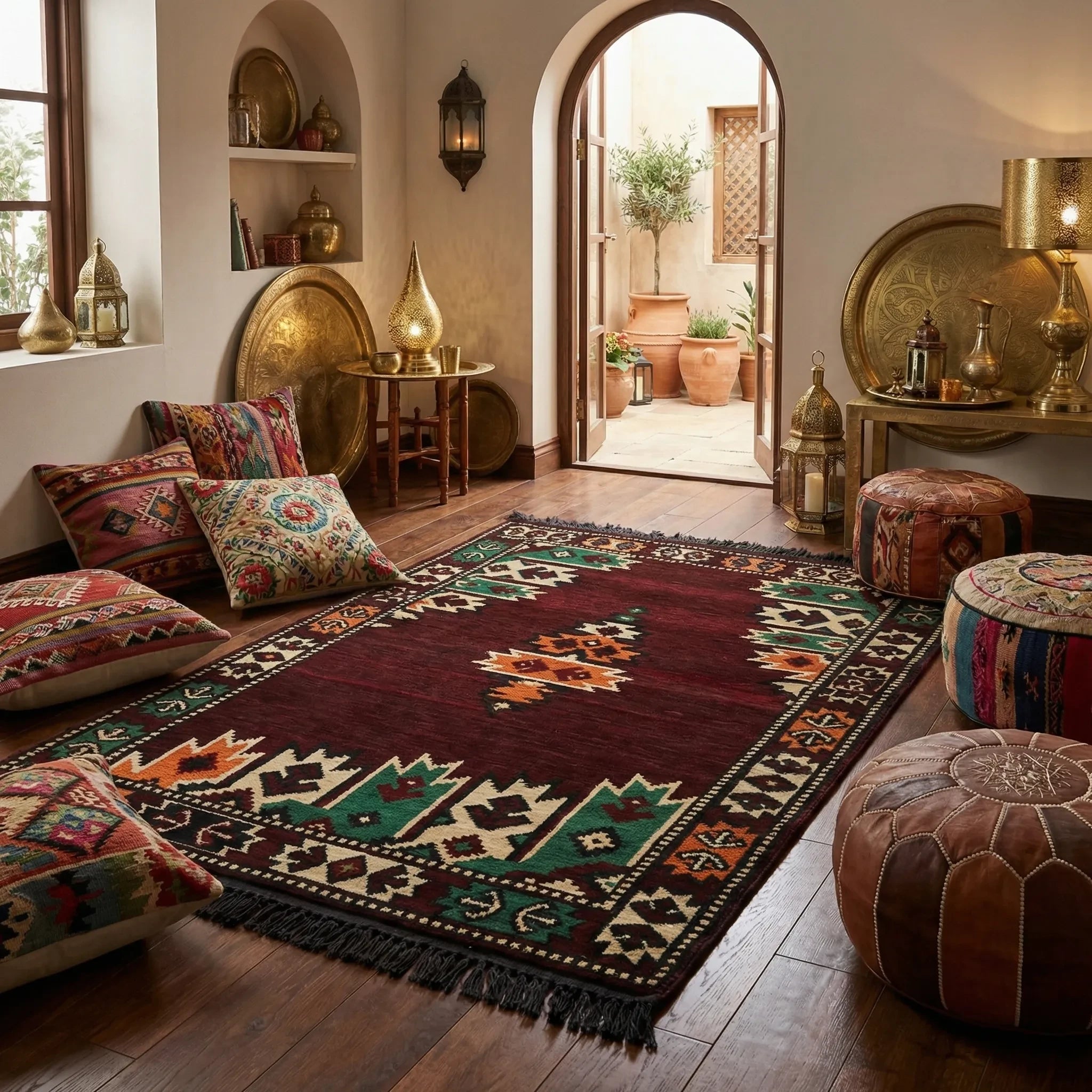 Alfombra Árabe Kilim – Diseño Geométrico Oriental